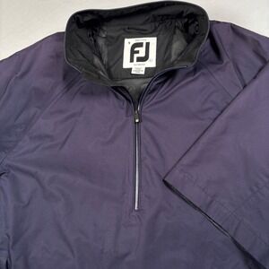 FootJoy DryJoys Pullover Mens L Navy Blue Short Sleeve Tour Collection 1/4 Zip